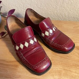 90s Vintage John Fluevog Buick Park Ave Diamond Loafers - Burgundy Women’s 6